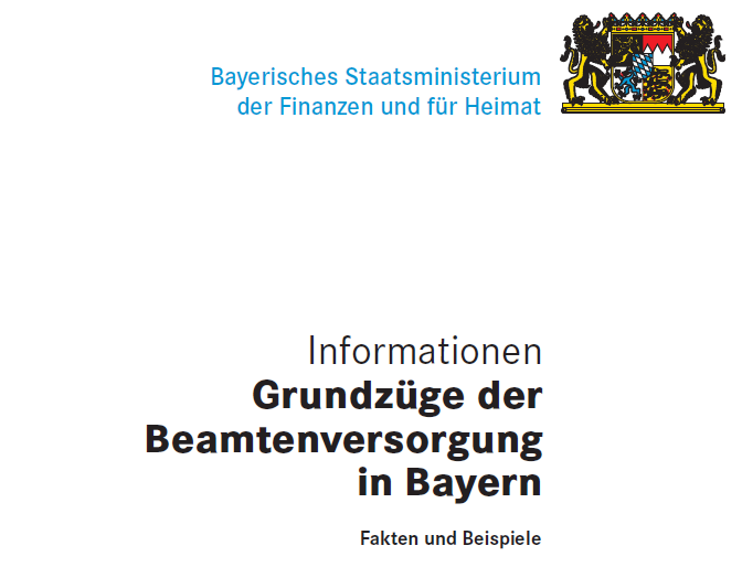 Durch Anklickern wird die Broschüre Grundzüge der Beamtenversorgung in Bayern, Stand Januar 2020 geöffnet