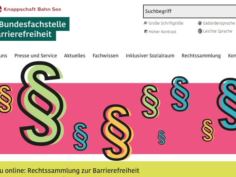 Screenshot der Webseite der Bundesfachstelle Barrierefreiheit